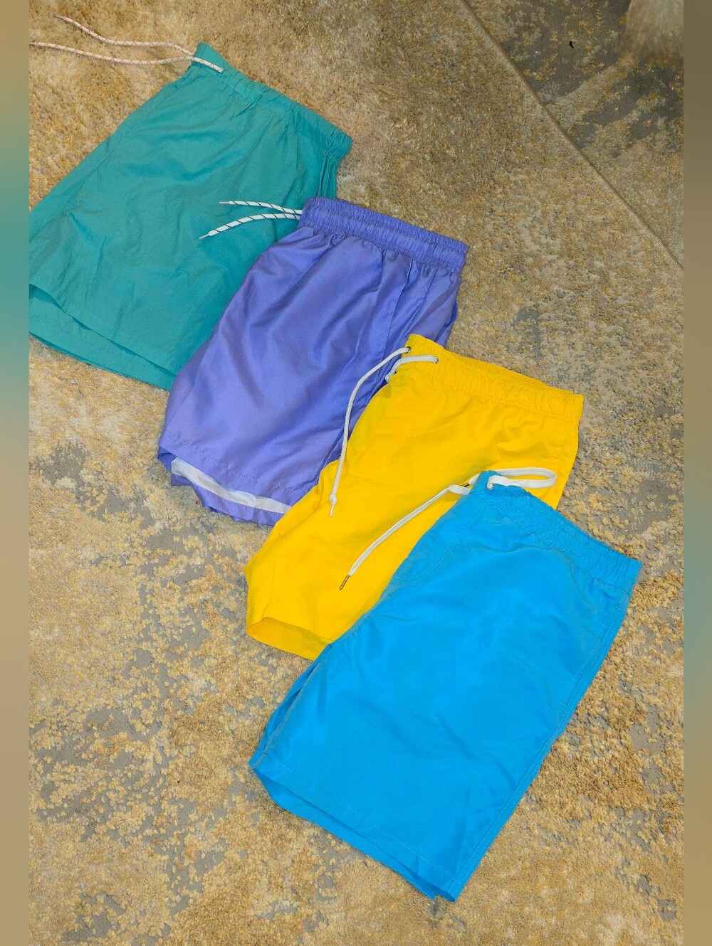 Colorblock Pack of Men’s Swim Shorts - Teal, Lavender, Yellow, Turquoise 2X